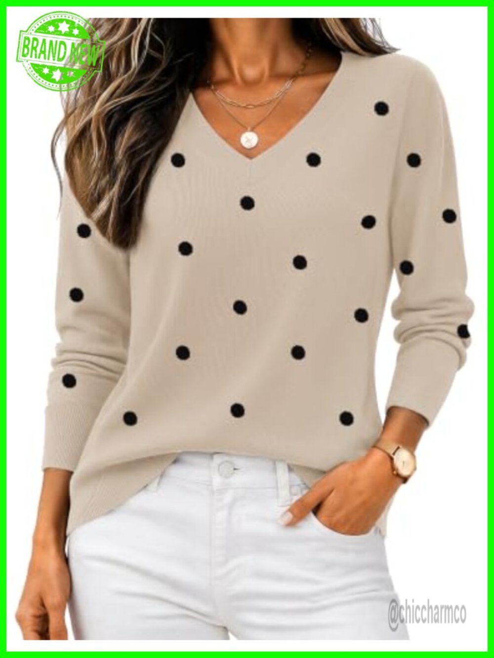 Ribbed V-Neck Long Sleeve Pullover Sweater Knit Top